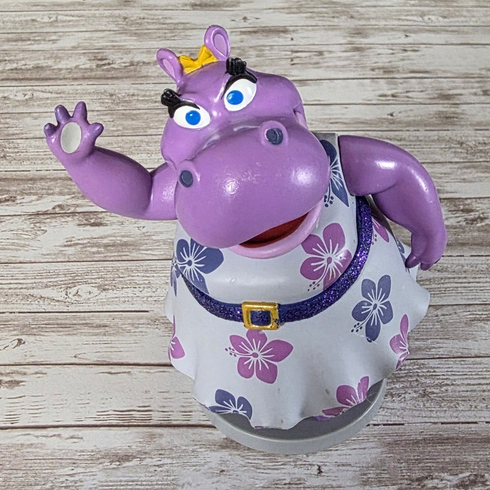 Disney Minnie Mouse Happy Helpers Hilda Hippo Purple Figurine Floral Dress